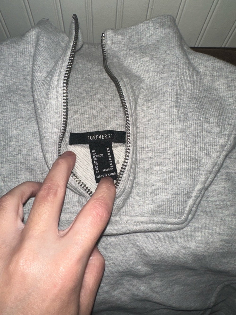 Forever 21 Light Gray Quarter-Zip Pullover - Picture 2 of 2
